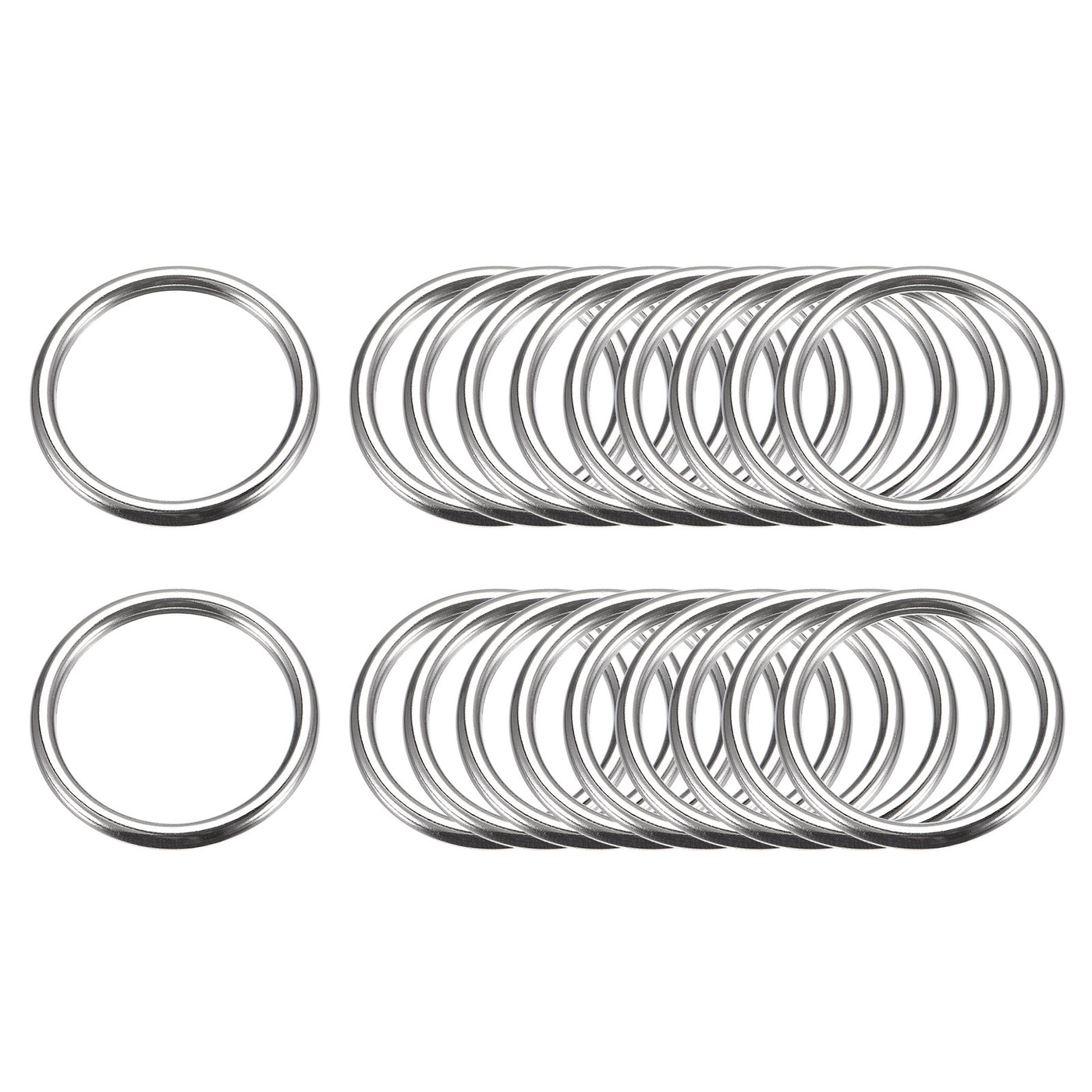 uxcell Uxcell Metal O Rings, 20pcs 25mm(0.98") ID 3mm Thick Welded O-Ringe, Silver Tone