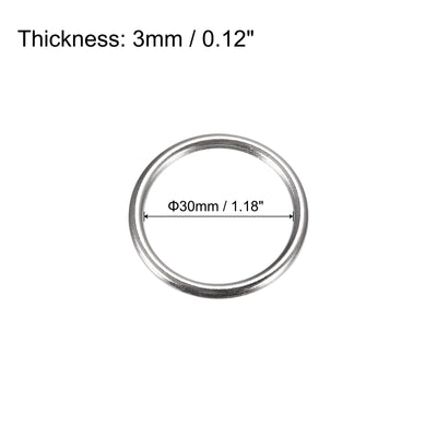 Harfington Uxcell Metal O Rings, 15pcs 30mm(1.18") ID 3mm Thick Welded O-Ringe, Silver Tone