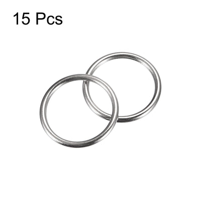 Harfington Uxcell Metal O Rings, 15pcs 30mm(1.18") ID 3mm Thick Welded O-Ringe, Silver Tone