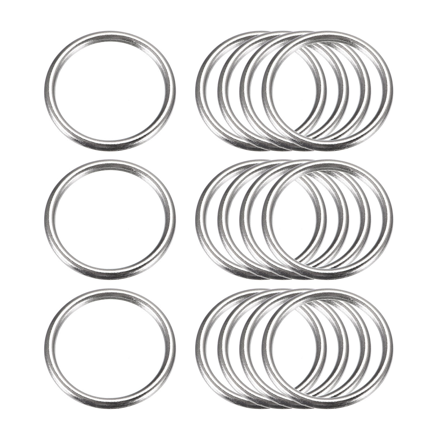 uxcell Uxcell Metal O Rings, 15pcs 30mm(1.18") ID 3mm Thick Welded O-Ringe, Silver Tone