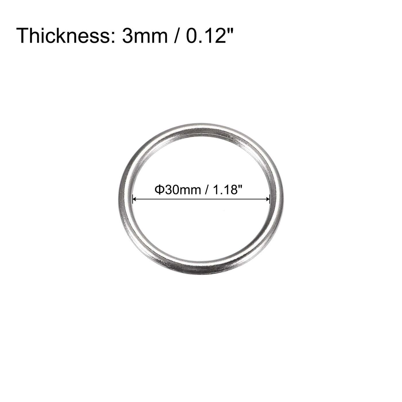 uxcell Uxcell Metal O Rings, 20pcs 30mm(1.18") ID 3mm Thick Welded O-Ringe, Silver Tone