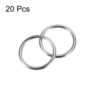Harfington Uxcell Metal O Rings, 20pcs 30mm(1.18") ID 3mm Thick Welded O-Ringe, Silver Tone