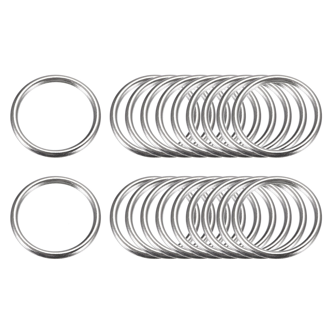 uxcell Uxcell Metal O Rings, 20pcs 30mm(1.18") ID 3mm Thick Welded O-Ringe, Silver Tone