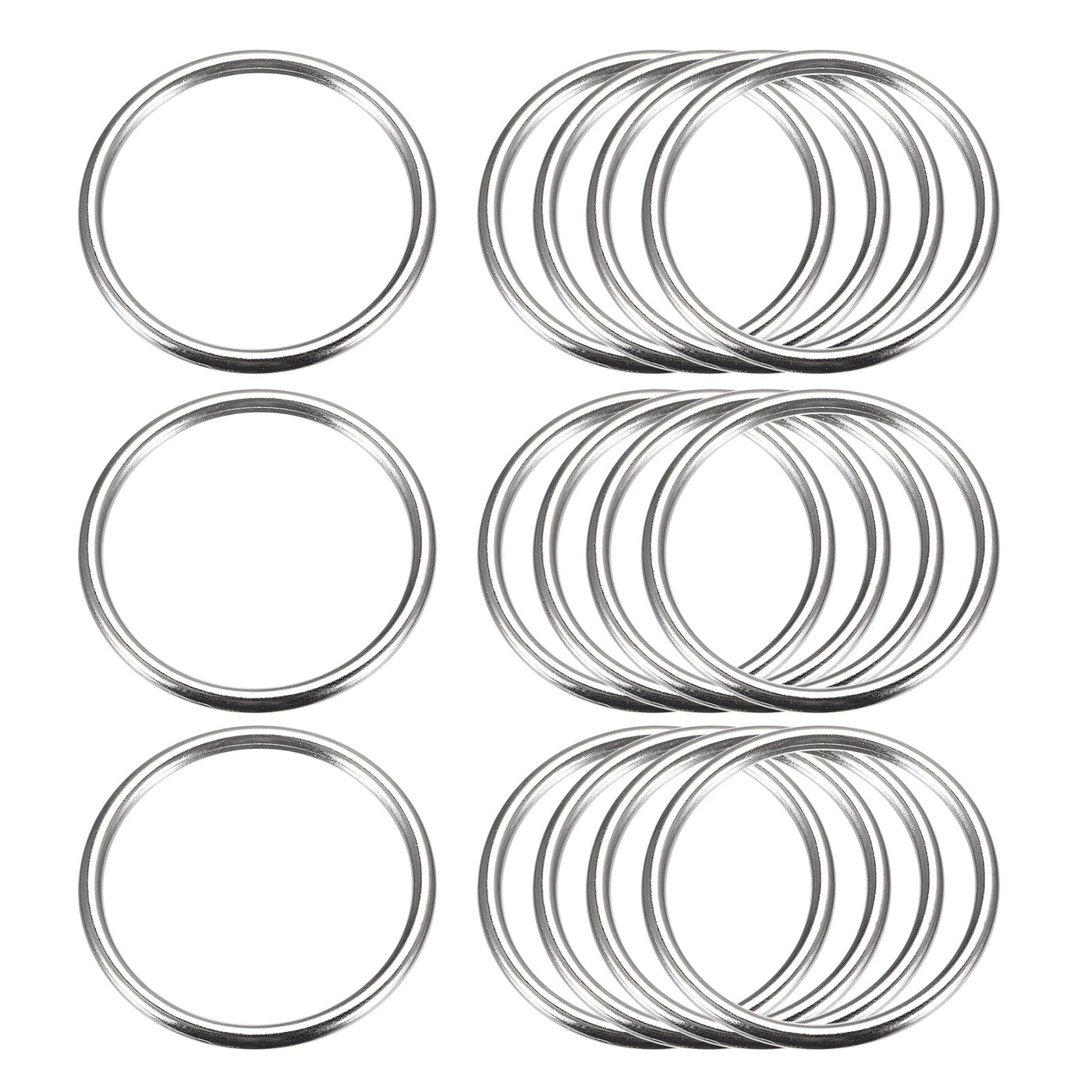 uxcell Uxcell Metal O Rings, 15pcs 35mm(1.38") ID 3mm Thick Welded O-Ringe, Silver Tone