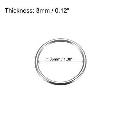 Harfington Uxcell Metal O Rings, 20pcs 35mm(1.38") ID 3mm Thick Welded O-Ringe, Silver Tone