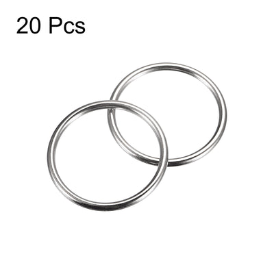 Harfington Uxcell Metal O Rings, 20pcs 35mm(1.38") ID 3mm Thick Welded O-Ringe, Silver Tone