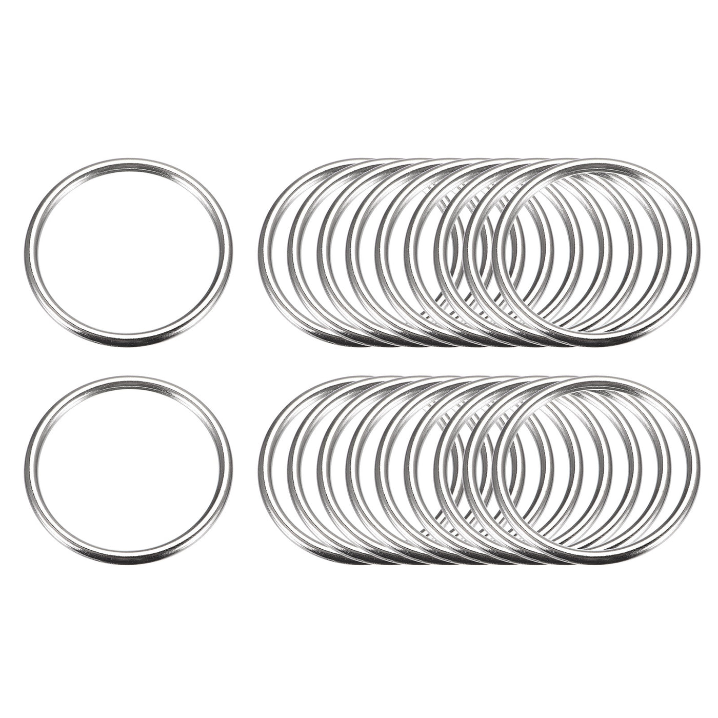 uxcell Uxcell Metal O Rings, 20pcs 35mm(1.38") ID 3mm Thick Welded O-Ringe, Silver Tone