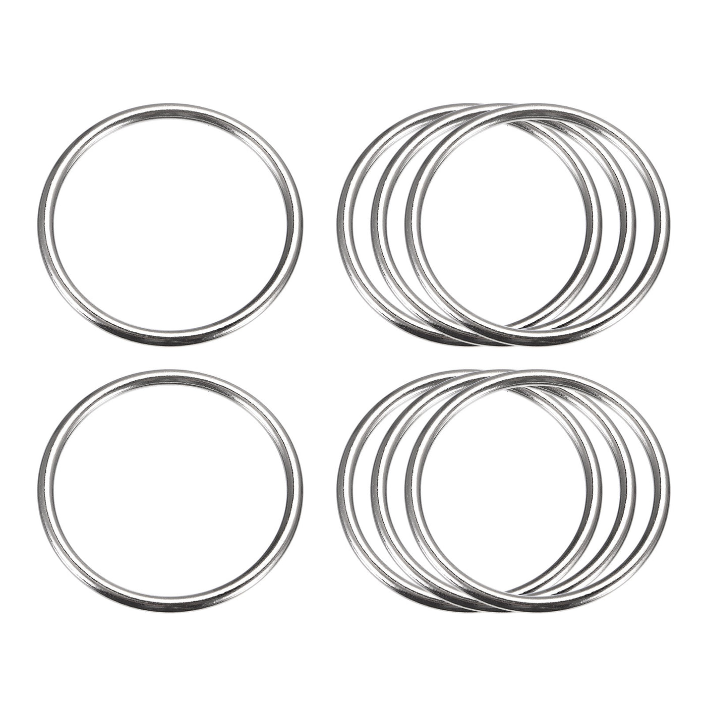 uxcell Uxcell Metal O Rings, 8pcs 40mm(1.57") ID 3mm Thick Welded O-Ringe, Silver Tone