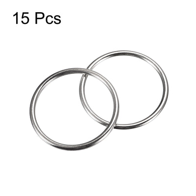 Harfington Uxcell Metal O Rings, 15pcs 40mm(1.57") ID 3mm Thick Welded O-Ringe, Silver Tone