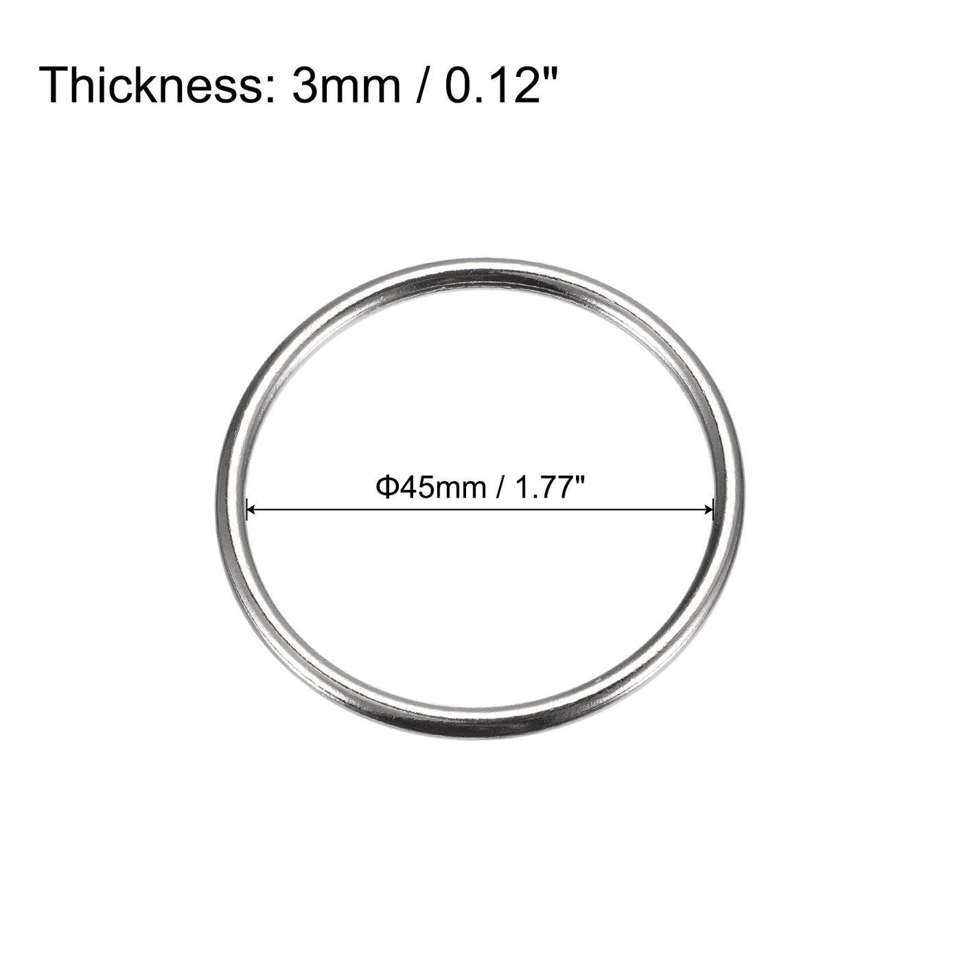 uxcell Uxcell Metal O Rings, 8pcs 45mm(1.77") ID 3mm Thick Welded O-Ringe, Silver Tone