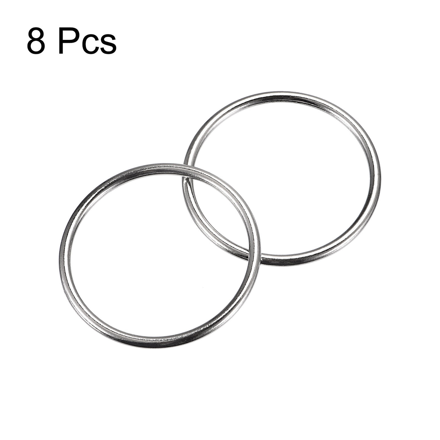 uxcell Uxcell Metal O Rings, 8pcs 45mm(1.77") ID 3mm Thick Welded O-Ringe, Silver Tone