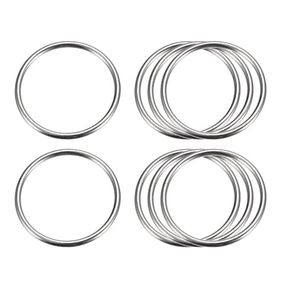 Harfington Uxcell Metal O Rings, 8pcs 45mm(1.77") ID 3mm Thick Welded O-Ringe, Silver Tone