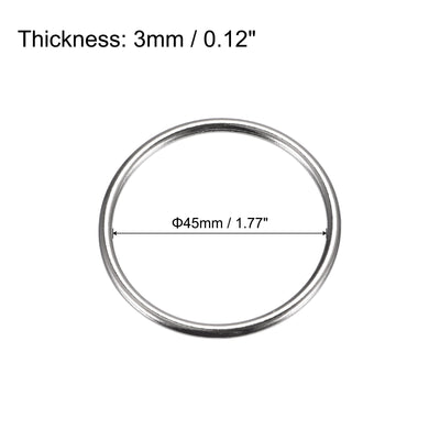 Harfington Uxcell Metal O Rings, 15pcs 45mm(1.77") ID 3mm Thick Welded O-Ringe, Silver Tone
