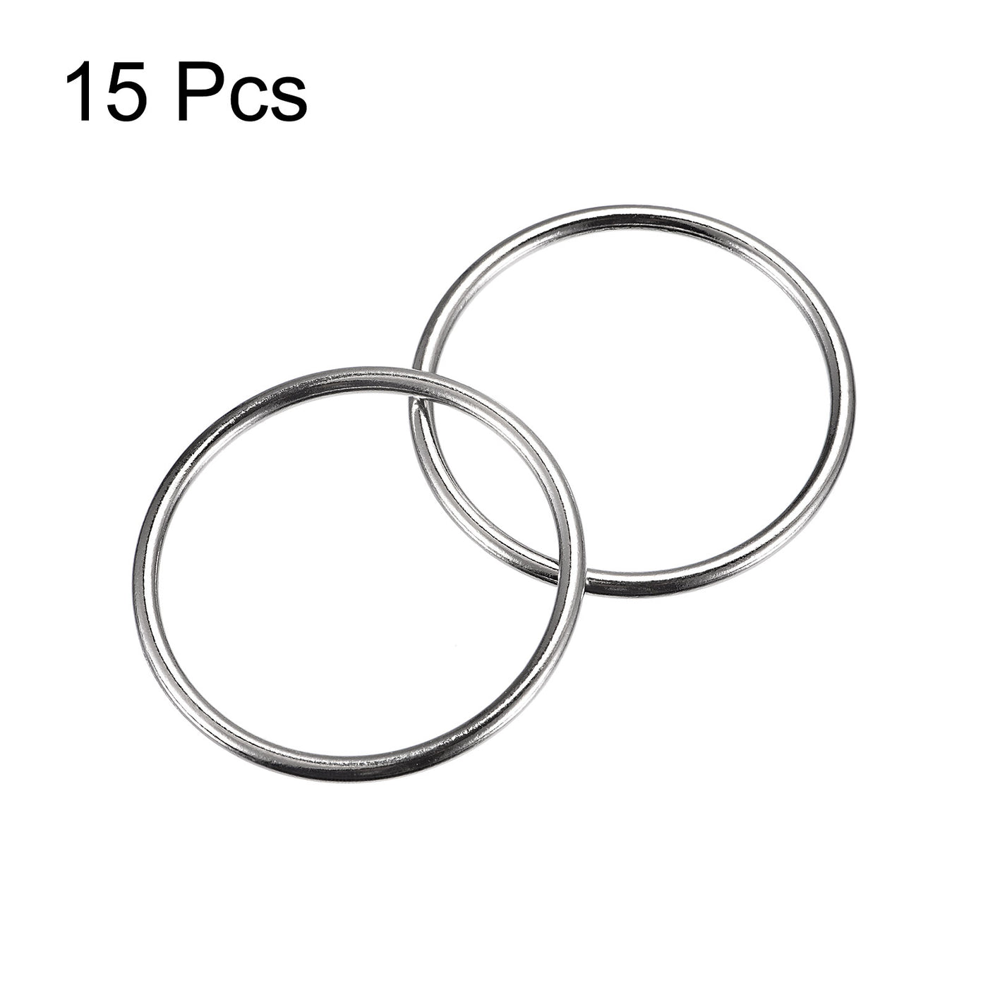 uxcell Uxcell Metal O Rings, 15pcs 45mm(1.77") ID 3mm Thick Welded O-Ringe, Silver Tone