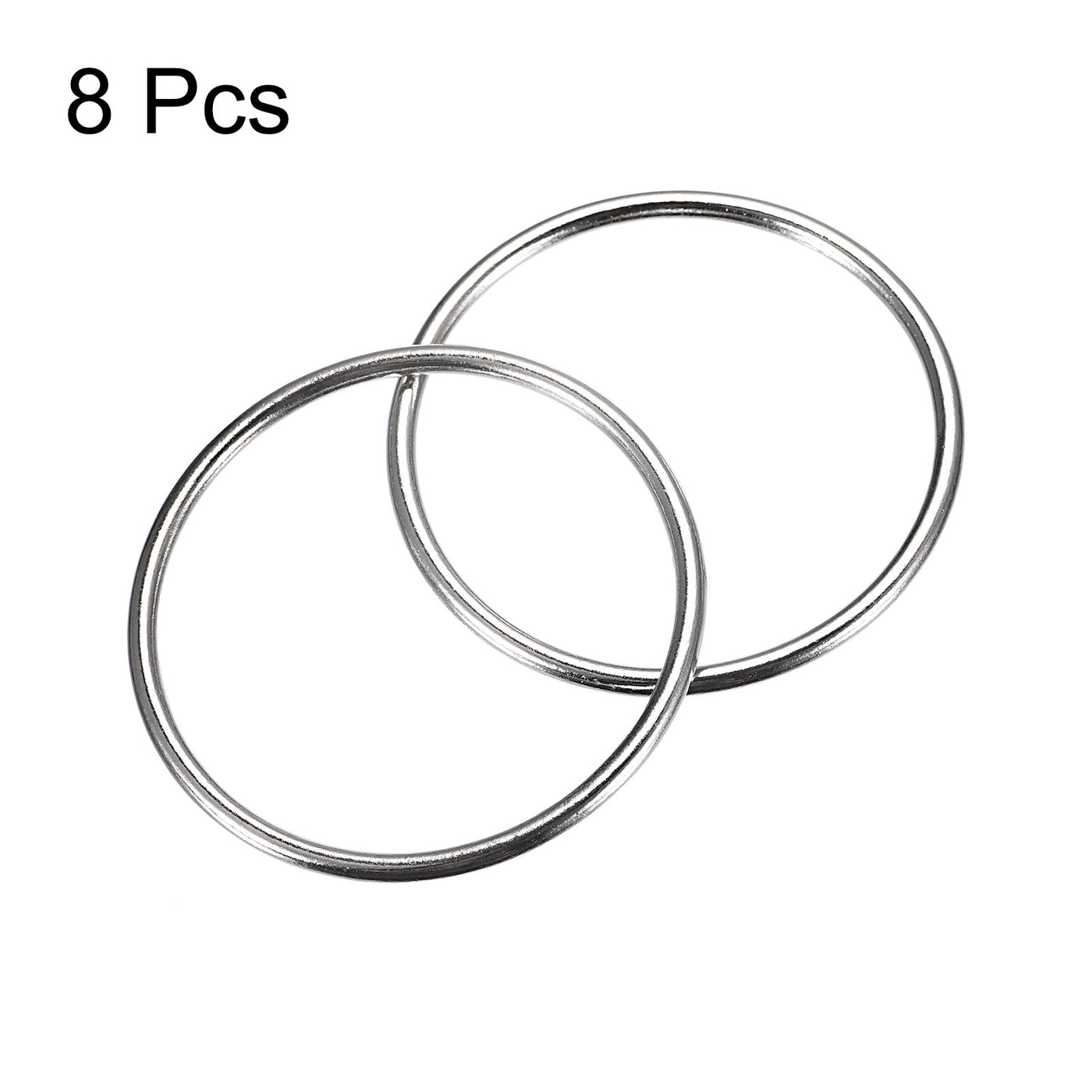 uxcell Uxcell Metal O Rings, 8pcs 50mm(1.97") ID 3mm Thick Welded O-Ringe, Silver Tone