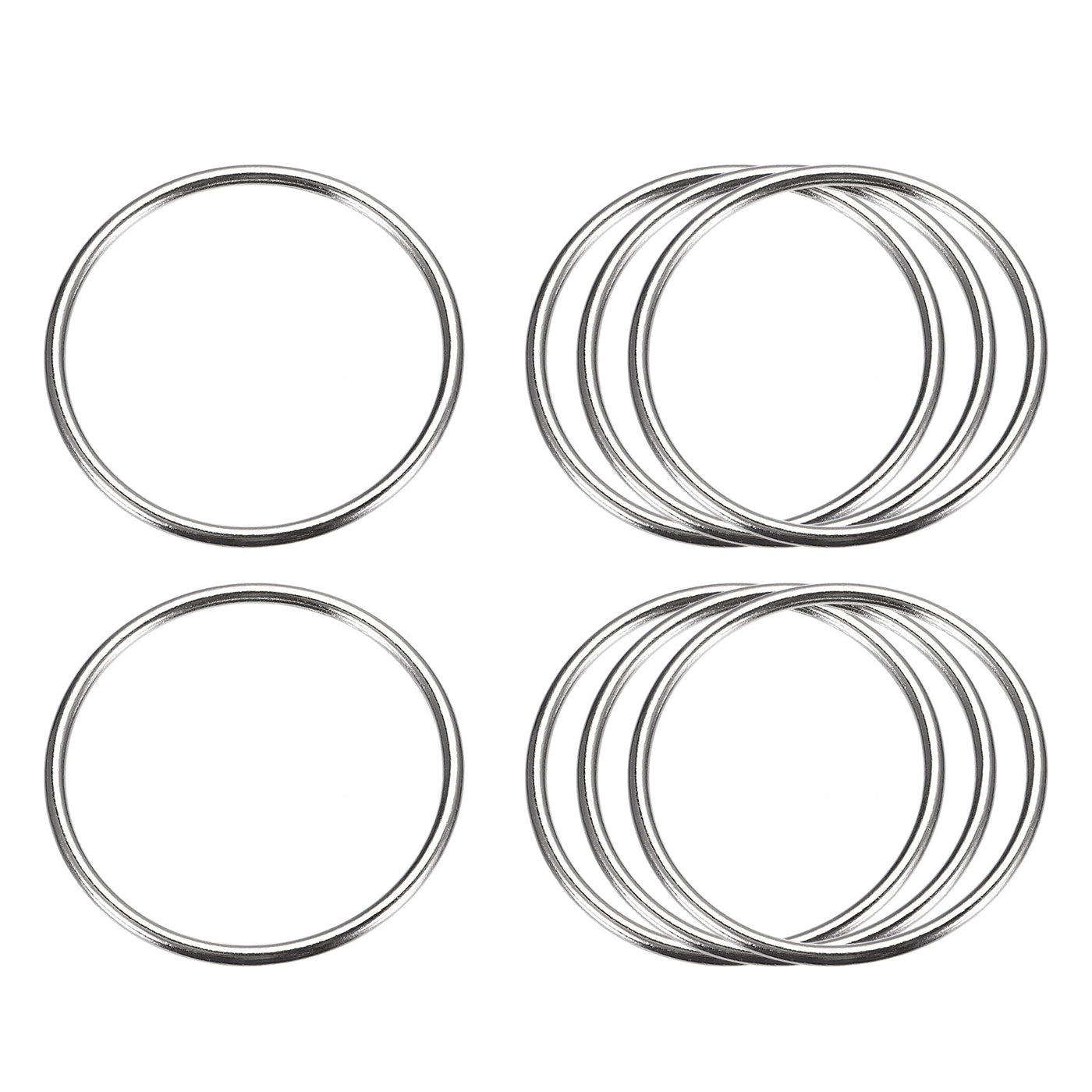 uxcell Uxcell Metal O Rings, 8pcs 50mm(1.97") ID 3mm Thick Welded O-Ringe, Silver Tone