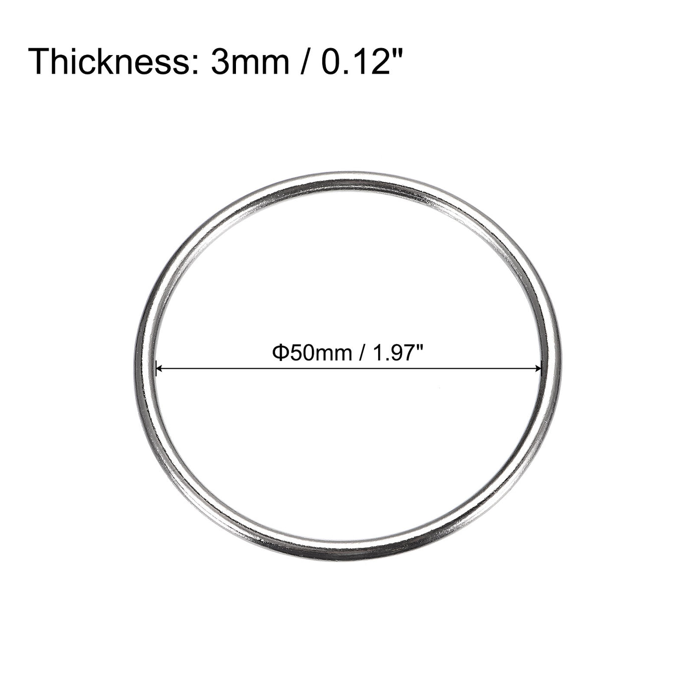 uxcell Uxcell Metal O Rings, 15pcs 50mm(1.97") ID 3mm Thick Welded O-Ringe, Silver Tone