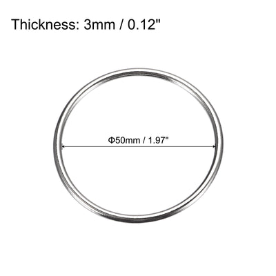 Harfington Uxcell Metal O Rings, 15pcs 50mm(1.97") ID 3mm Thick Welded O-Ringe, Silver Tone
