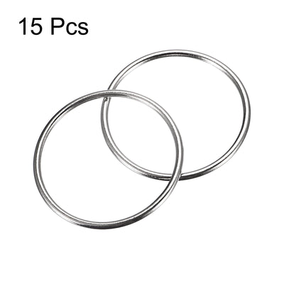 Harfington Uxcell Metal O Rings, 15pcs 50mm(1.97") ID 3mm Thick Welded O-Ringe, Silver Tone