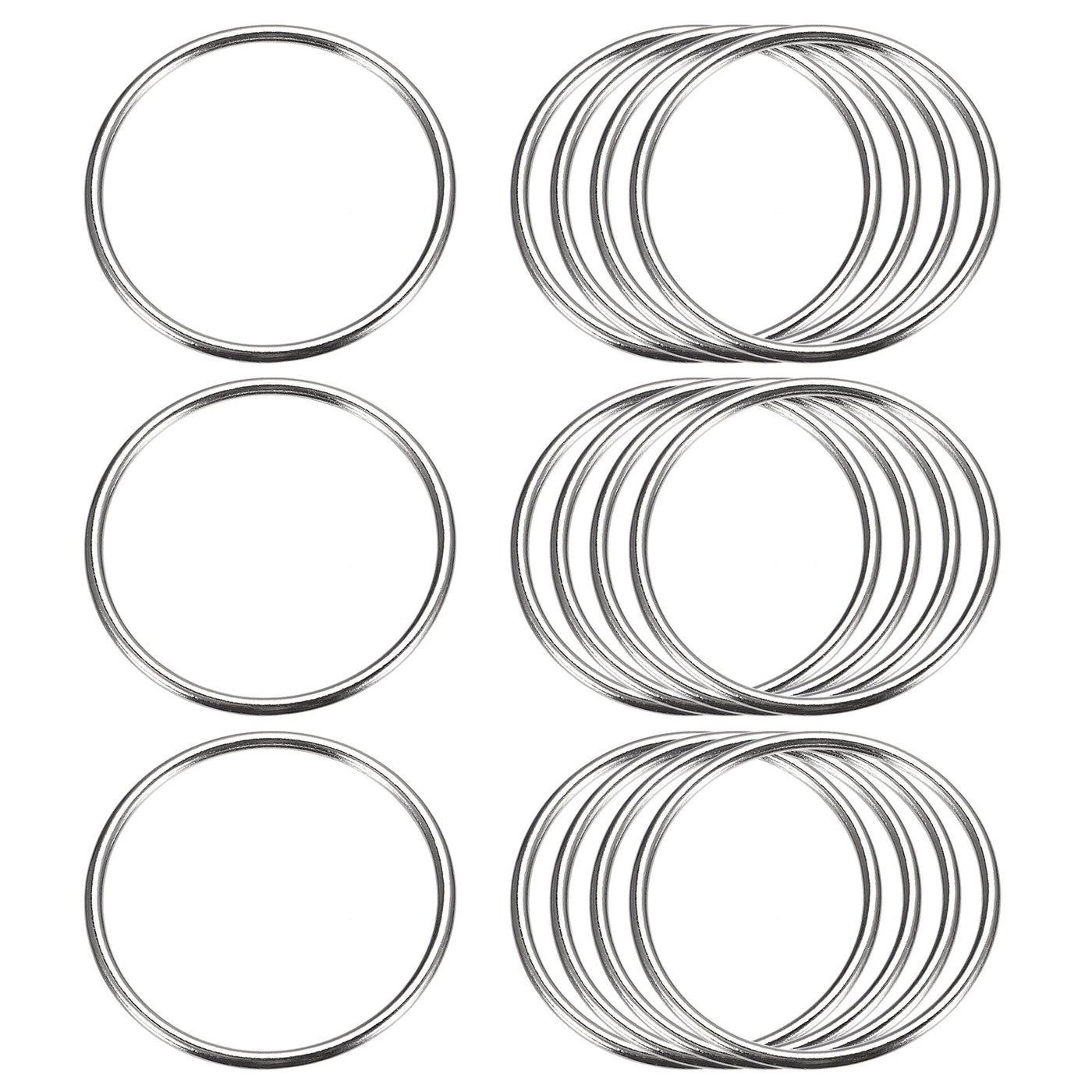 uxcell Uxcell Metal O Rings, 15pcs 50mm(1.97") ID 3mm Thick Welded O-Ringe, Silver Tone