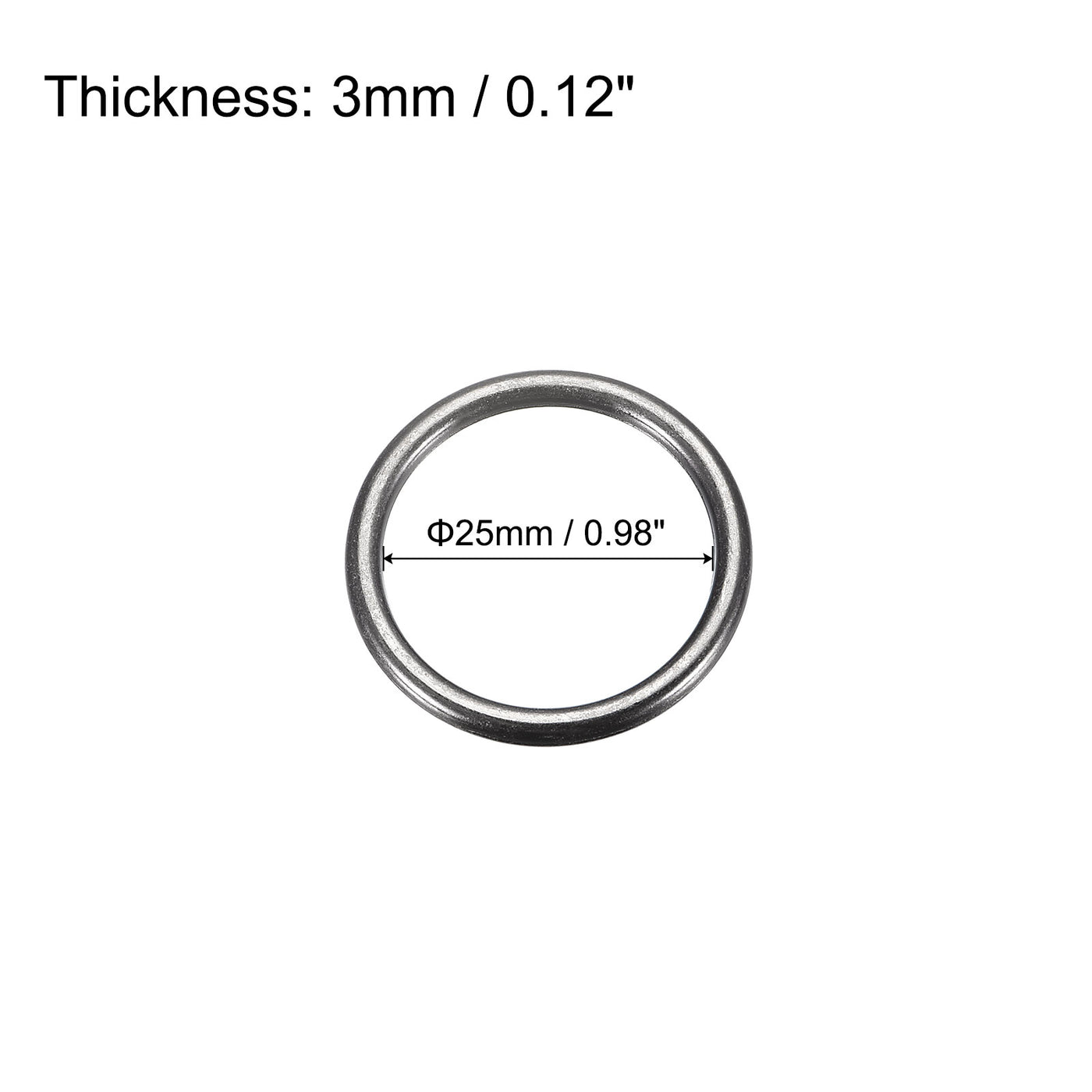 uxcell Uxcell Metal O Rings, 15pcs 25mm(0.98") ID 3mm Thick Welded O-Ringe, Dark Gray
