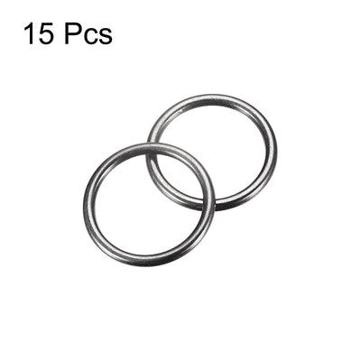 Harfington Uxcell Metal O Rings, 15pcs 25mm(0.98") ID 3mm Thick Welded O-Ringe, Dark Gray
