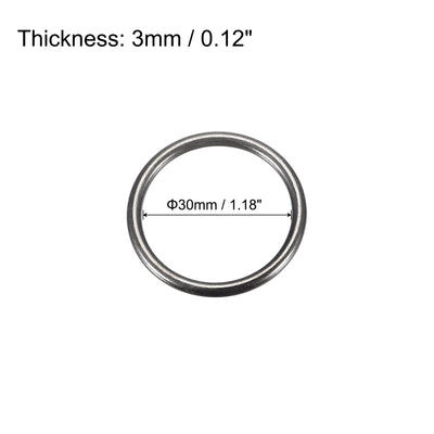Harfington Uxcell Metal O Rings, 15pcs 30mm(1.18") ID 3mm Thick Welded O-Ringe, Dark Gray