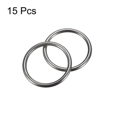 Harfington Uxcell Metal O Rings, 15pcs 30mm(1.18") ID 3mm Thick Welded O-Ringe, Dark Gray