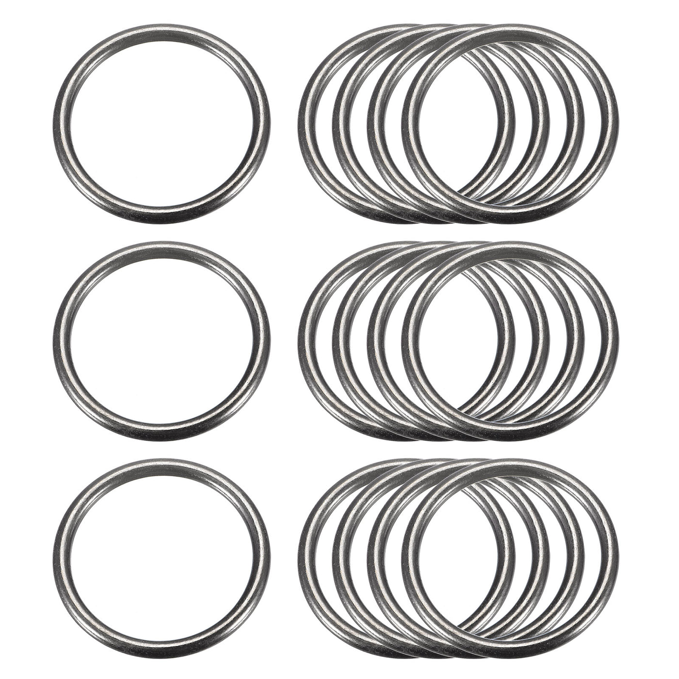 uxcell Uxcell Metal O Rings, 15pcs 30mm(1.18") ID 3mm Thick Welded O-Ringe, Dark Gray