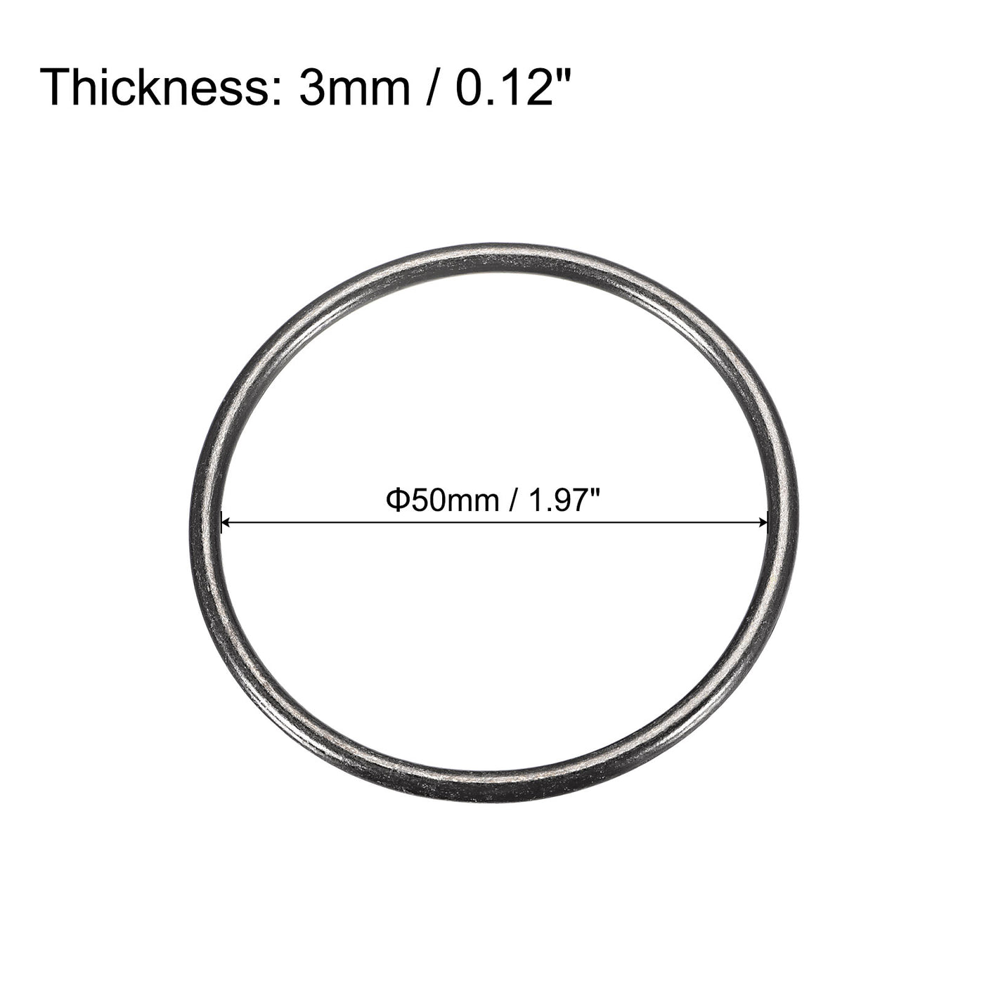 uxcell Uxcell Metal O Rings, 8pcs 50mm(1.97") ID 3mm Thick Welded O-Ringe, Dark Gray