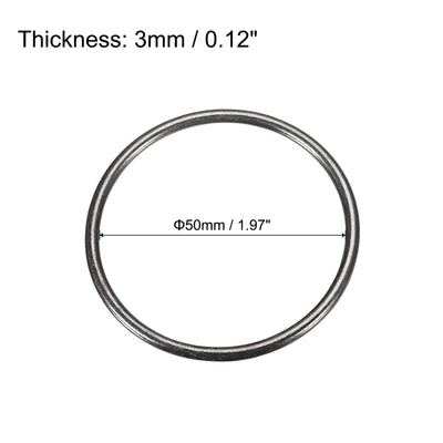 Harfington Uxcell Metal O Rings, 8pcs 50mm(1.97") ID 3mm Thick Welded O-Ringe, Dark Gray