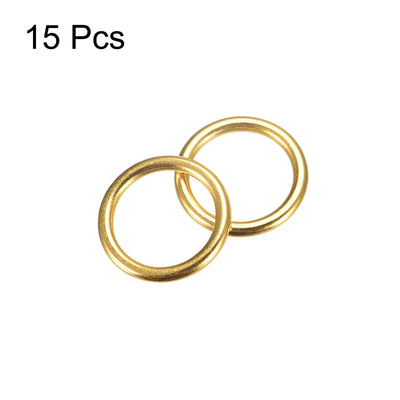 Harfington Uxcell Metal O Rings, 15pcs 20mm(0.79") ID 3mm Thick Welded O-Ringe, Gold Tone