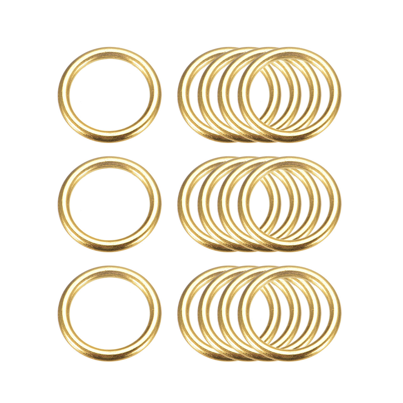 uxcell Uxcell Metal O Rings, 15pcs 20mm(0.79") ID 3mm Thick Welded O-Ringe, Gold Tone
