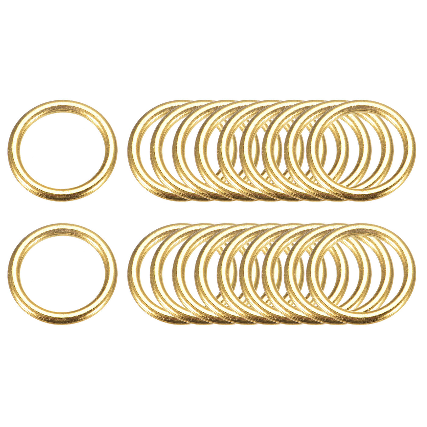 uxcell Uxcell Metal O Rings, 20pcs 20mm(0.79") ID 3mm Thick Welded O-Ringe, Gold Tone