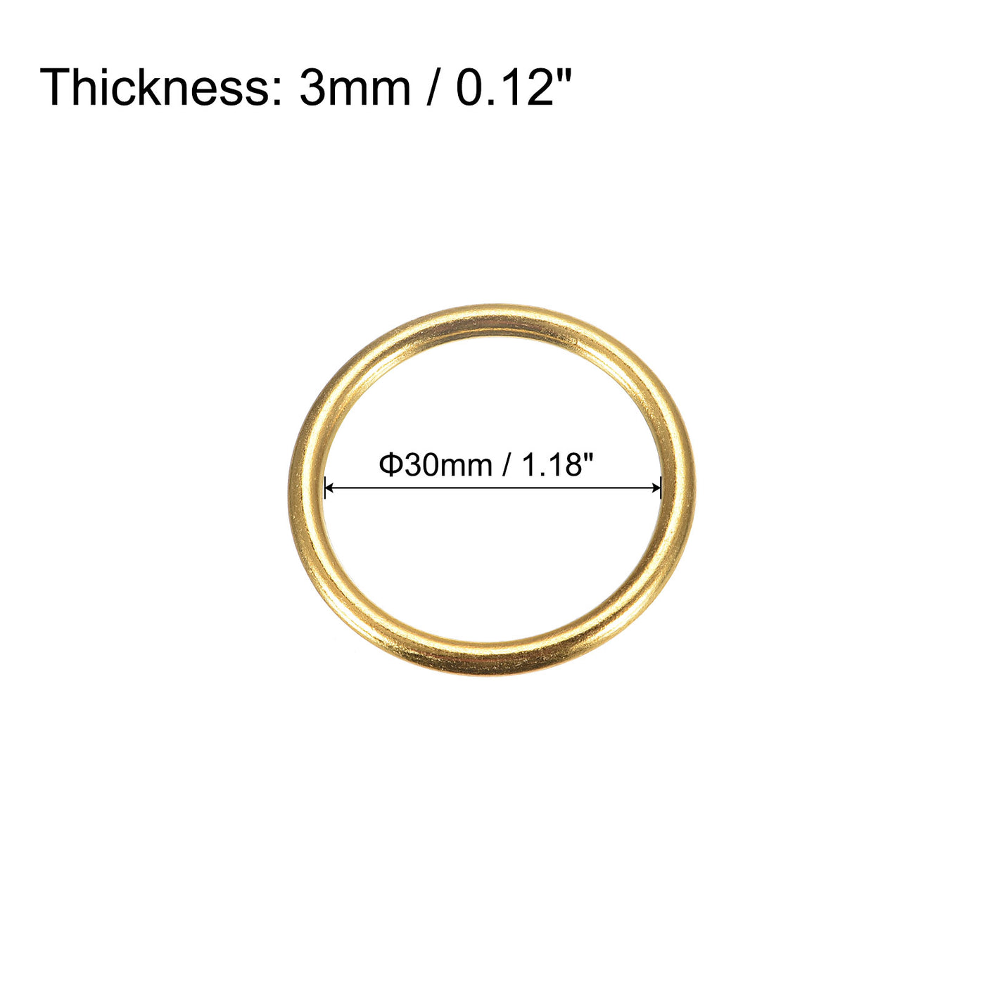 uxcell Uxcell Metal O Rings, 15pcs 30mm(1.18") ID 3mm Thick Welded O-Ringe, Gold Tone