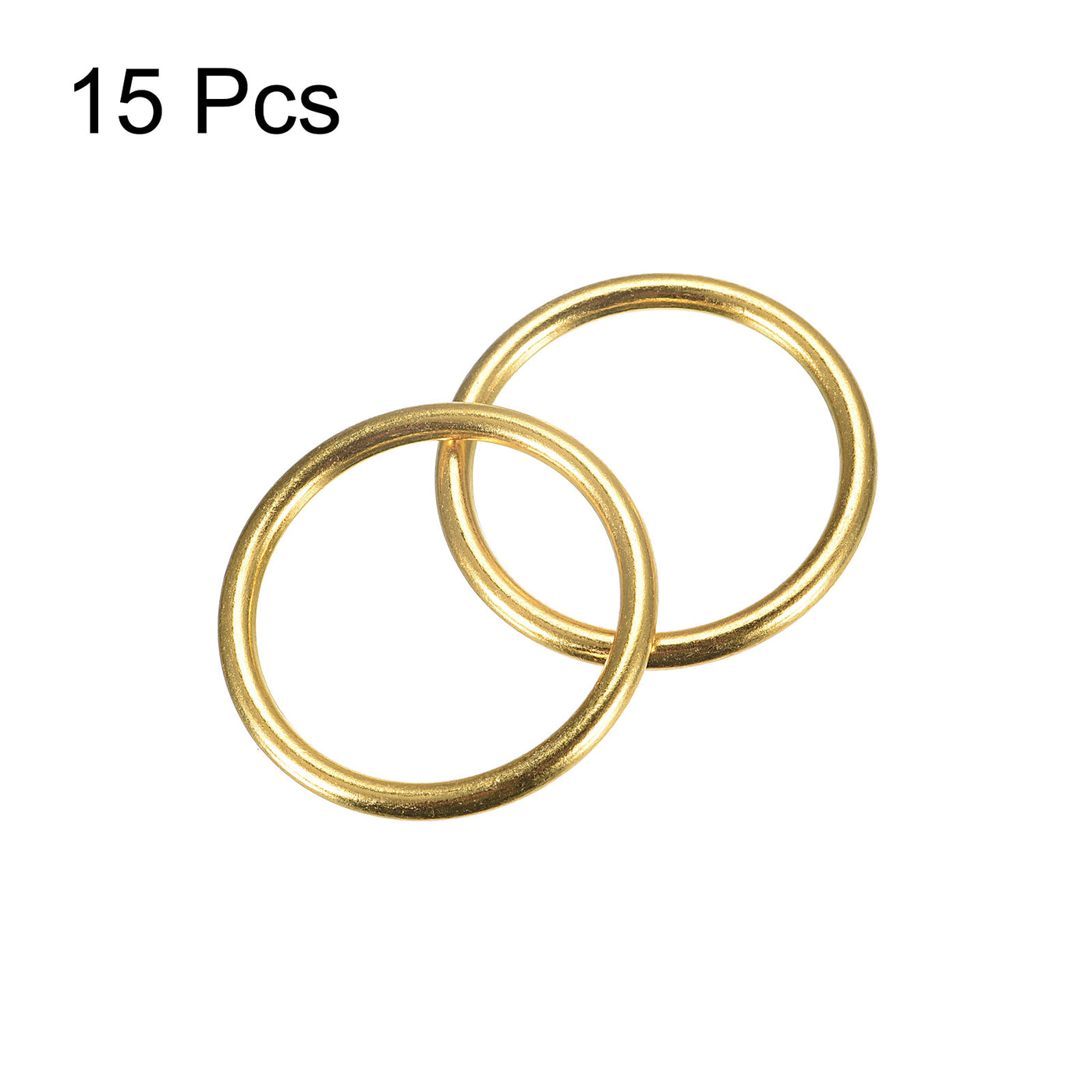 uxcell Uxcell Metal O Rings, 15pcs 30mm(1.18") ID 3mm Thick Welded O-Ringe, Gold Tone