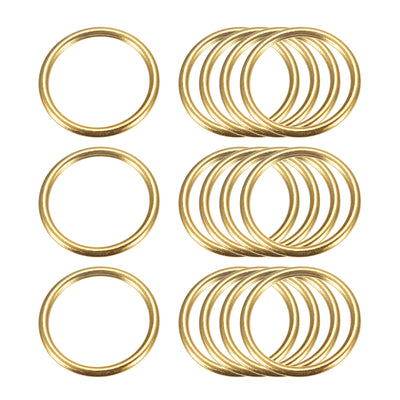 Harfington Uxcell Metal O Rings, 15pcs 30mm(1.18") ID 3mm Thick Welded O-Ringe, Gold Tone