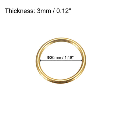 Harfington Uxcell Metal O Rings, 20pcs 30mm(1.18") ID 3mm Thick Welded O-Ringe, Gold Tone