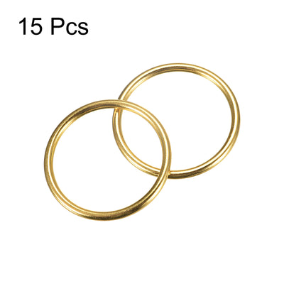 Harfington Uxcell Metal O Rings, 15pcs 35mm(1.38") ID 3mm Thick Welded O-Ringe, Gold Tone