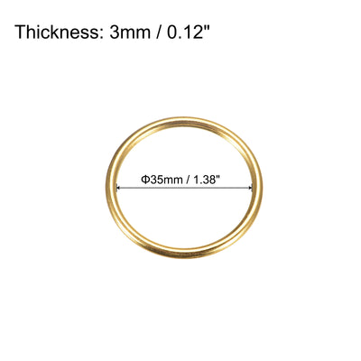 Harfington Uxcell Metal O Rings, 20pcs 35mm(1.38") ID 3mm Thick Welded O-Ringe, Gold Tone