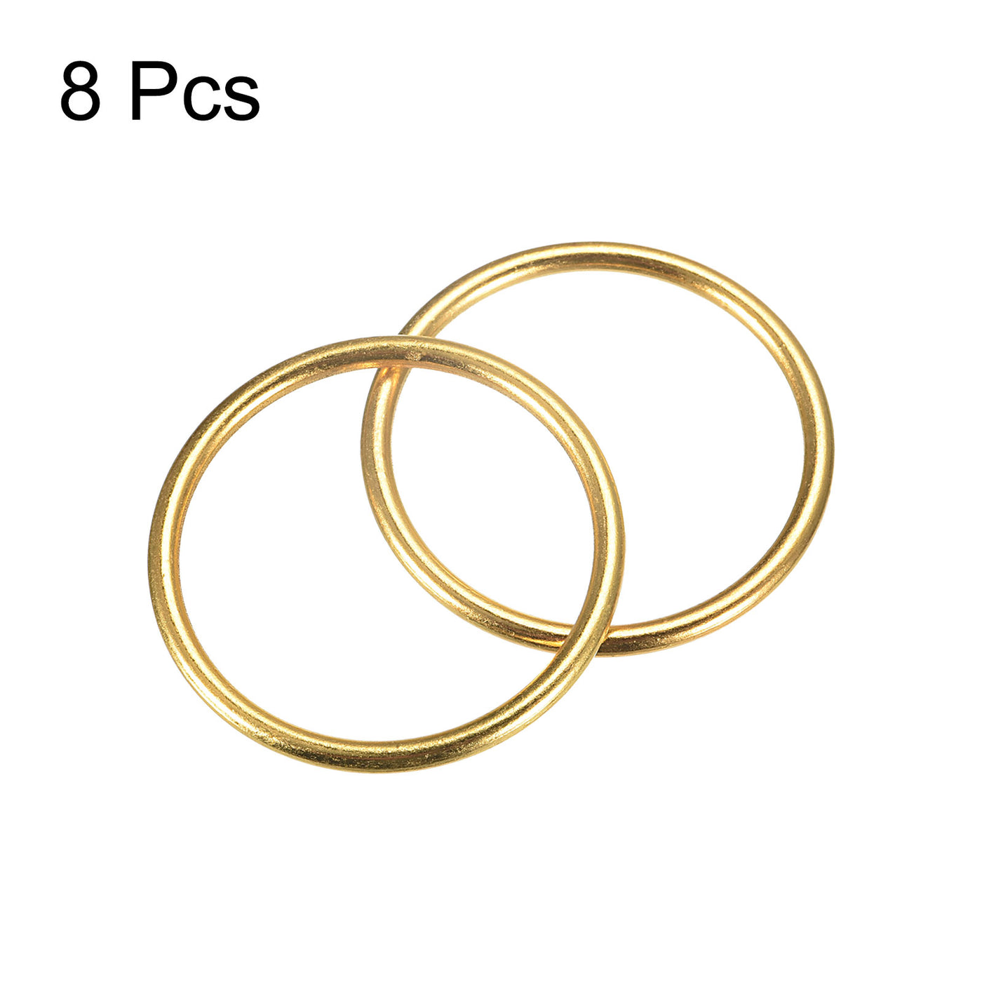 uxcell Uxcell Metal O Rings, 8pcs 40mm(1.57") ID 3mm Thick Welded O-Ringe, Gold Tone