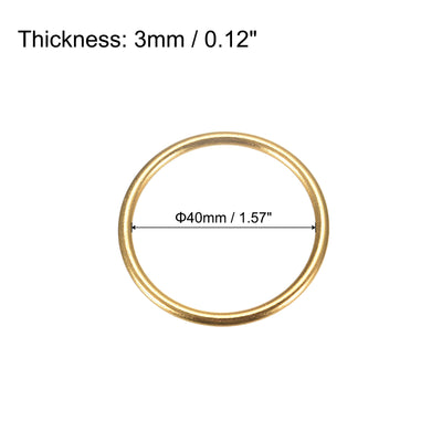 Harfington Uxcell Metal O Rings, 15pcs 40mm(1.57") ID 3mm Thick Welded O-Ringe, Gold Tone