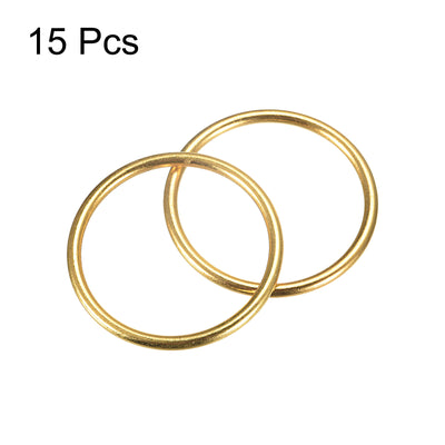 Harfington Uxcell Metal O Rings, 15pcs 40mm(1.57") ID 3mm Thick Welded O-Ringe, Gold Tone