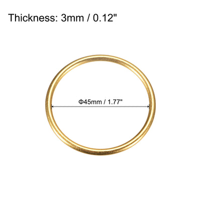 Harfington Uxcell Metal O Rings, 8pcs 45mm(1.77") ID 3mm Thick Welded O-Ringe, Gold Tone