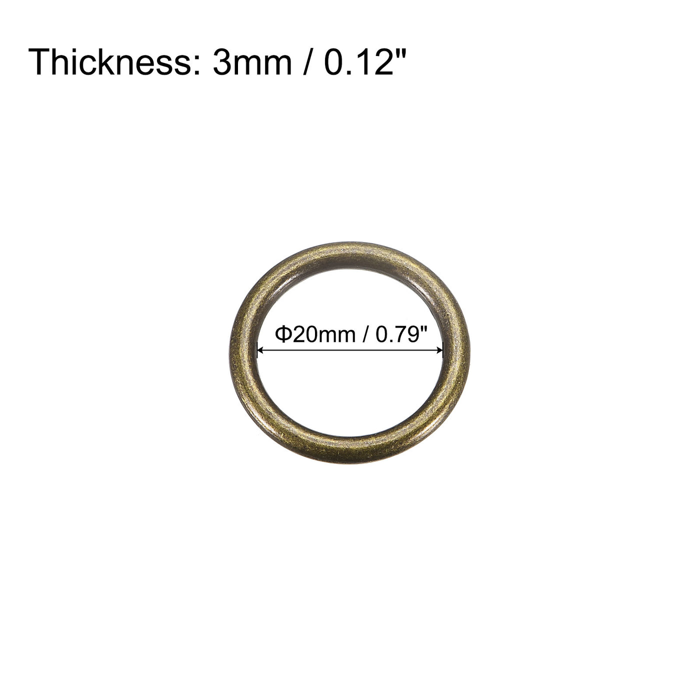 uxcell Uxcell Metal O Rings, 15pcs 20mm(0.79") ID 3mm Thick Welded O-Ringe, Bronze Tone