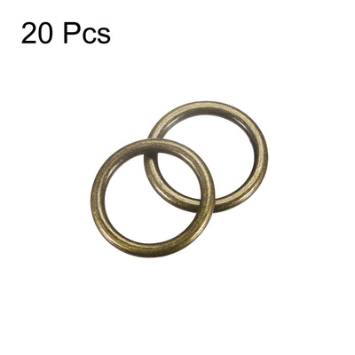 Harfington Uxcell Metal O Rings, 20pcs 20mm(0.79") ID 3mm Thick Welded O-Ringe, Bronze Tone