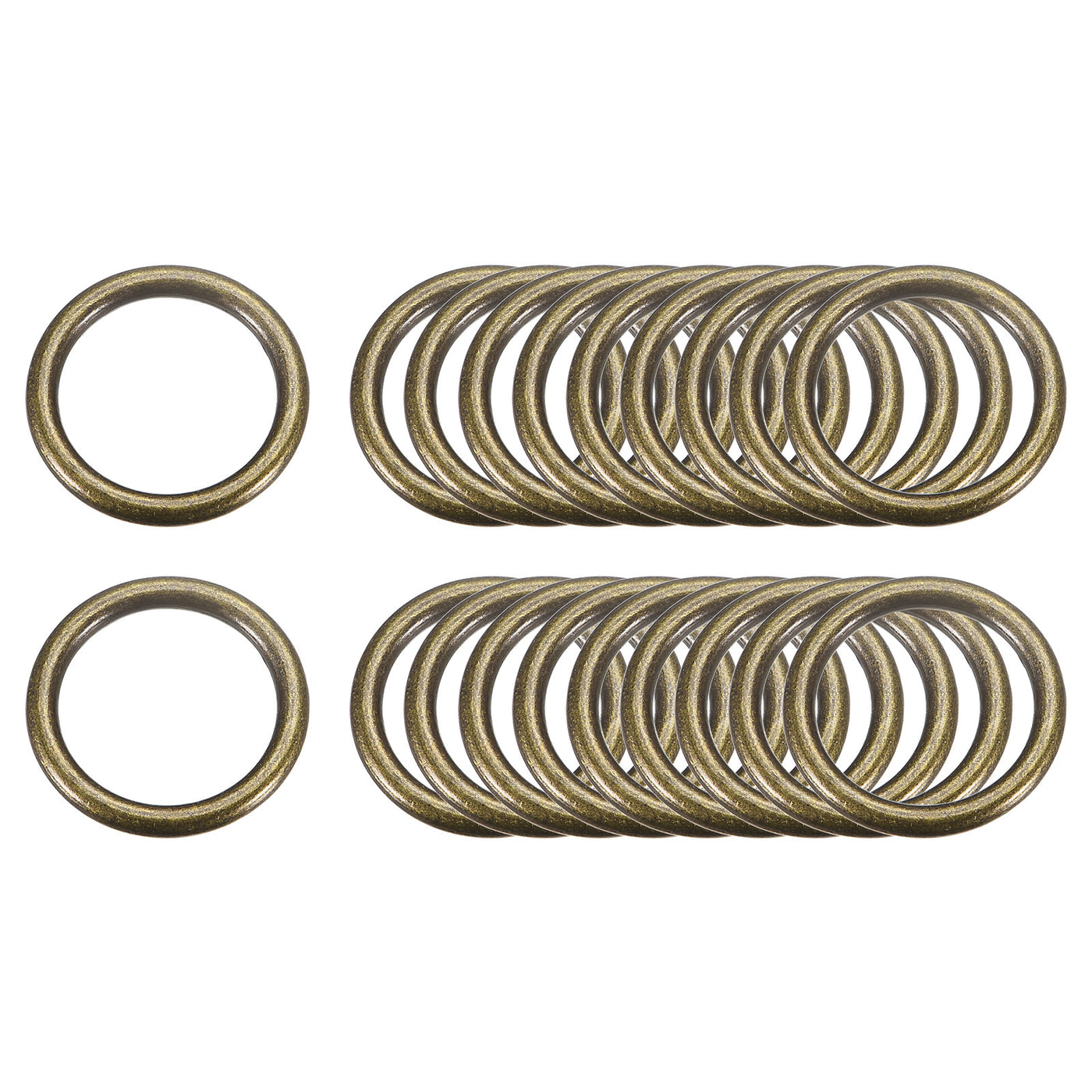uxcell Uxcell Metal O Rings, 20pcs 20mm(0.79") ID 3mm Thick Welded O-Ringe, Bronze Tone