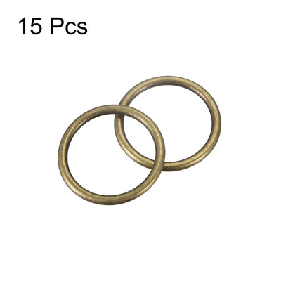Harfington Uxcell Metal O Rings, 15pcs 25mm(0.98") ID 3mm Thick Welded O-Ringe, Bronze Tone