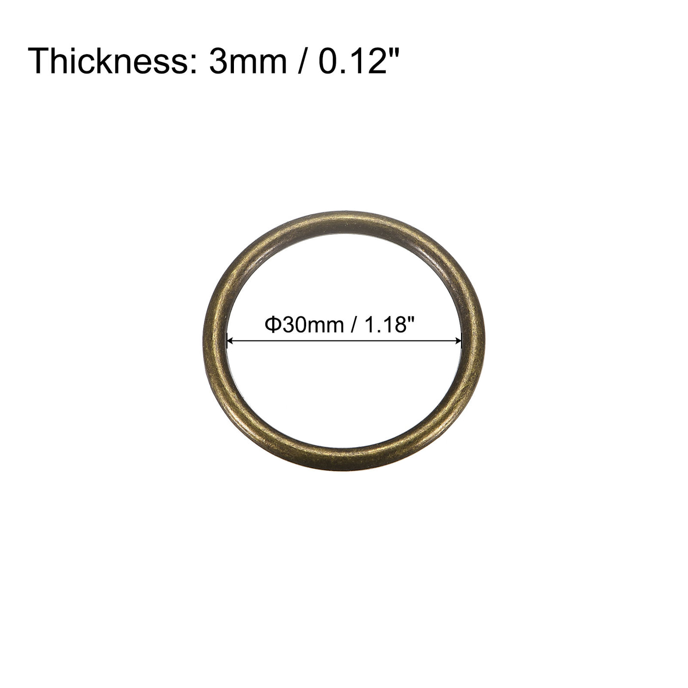 uxcell Uxcell Metal O Rings, 15pcs 30mm(1.18") ID 3mm Thick Welded O-Ringe, Bronze Tone
