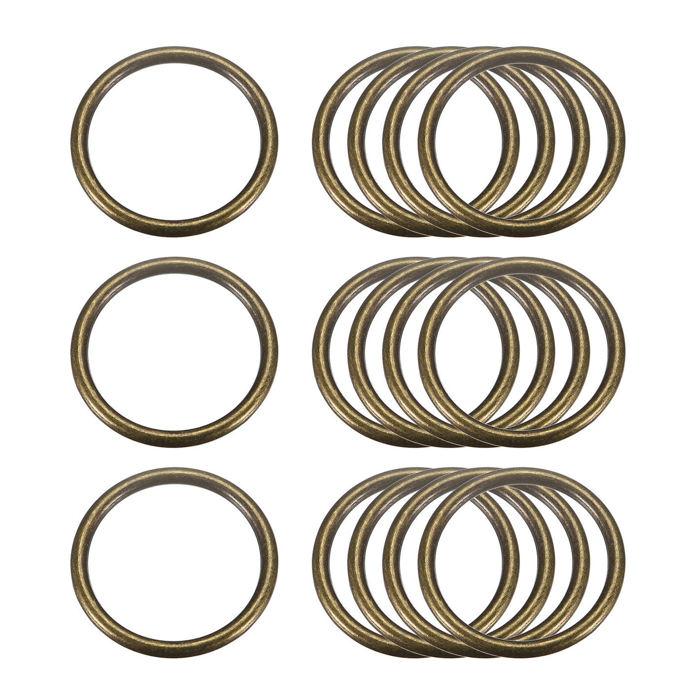 uxcell Uxcell Metal O Rings, 15pcs 30mm(1.18") ID 3mm Thick Welded O-Ringe, Bronze Tone